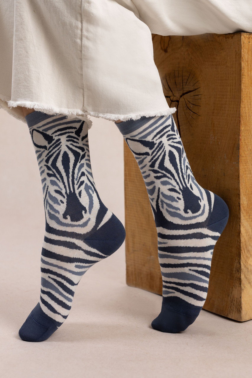ブルーフォレ/BLEUFORETの6615 ゼブラコットンソックス(ネイビー/4311000116)