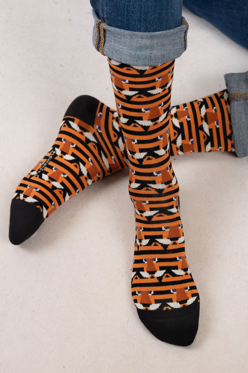 ブルーフォレ/BLEUFORETの【MEN】7131 ボーダータイガーソックス(ブラック/4321000032)