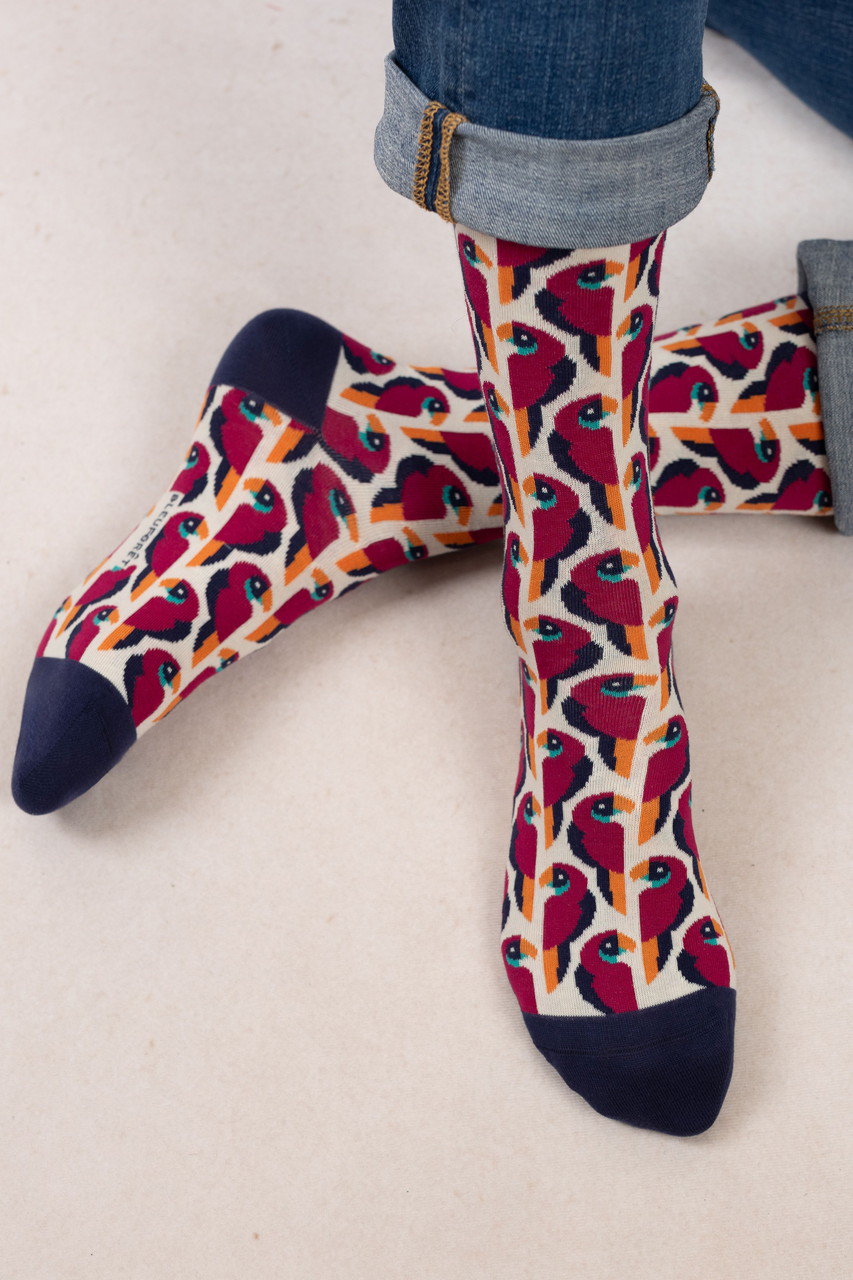 ブルーフォレ/BLEUFORETの【MEN】7132 バードモチーフソックス(マルチ/4321000033)