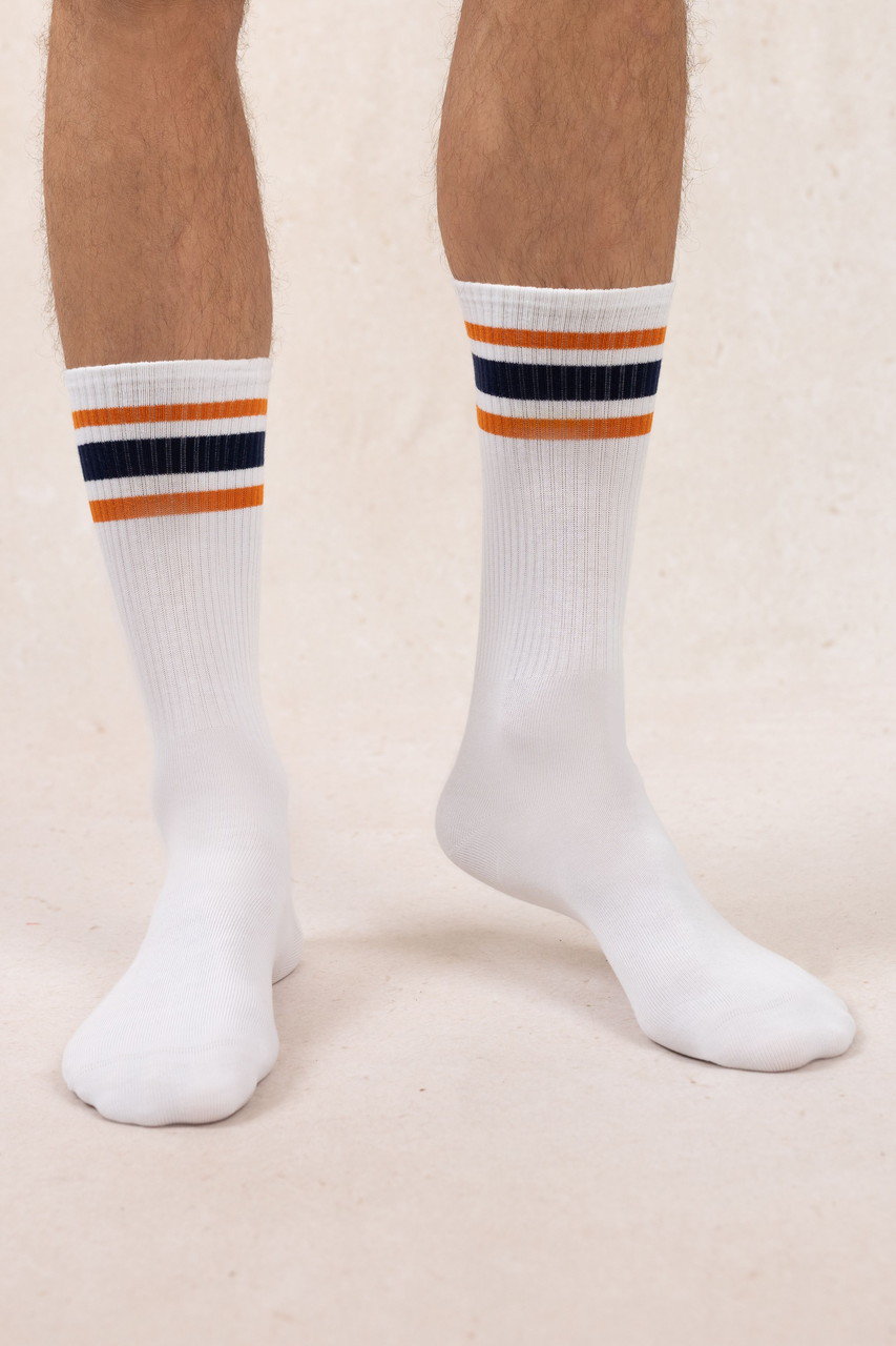 ブルーフォレ/BLEUFORETの【MEN】7074 リブラインソックス(オレンジ/4321000035)