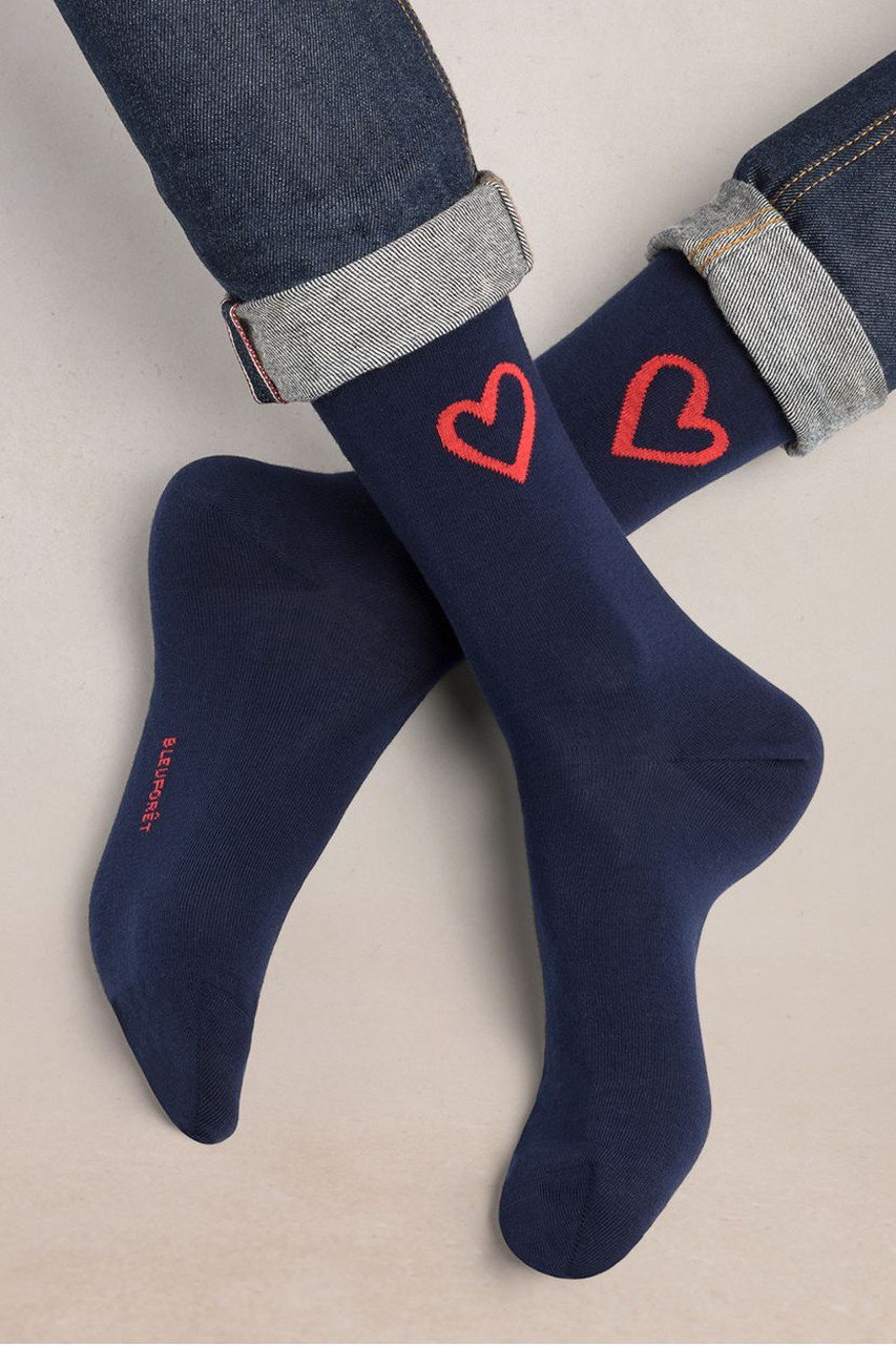 ブルーフォレ/BLEUFORETの【MEN】2239 ハートラインクルーソックス(ネイビー/4321000039)