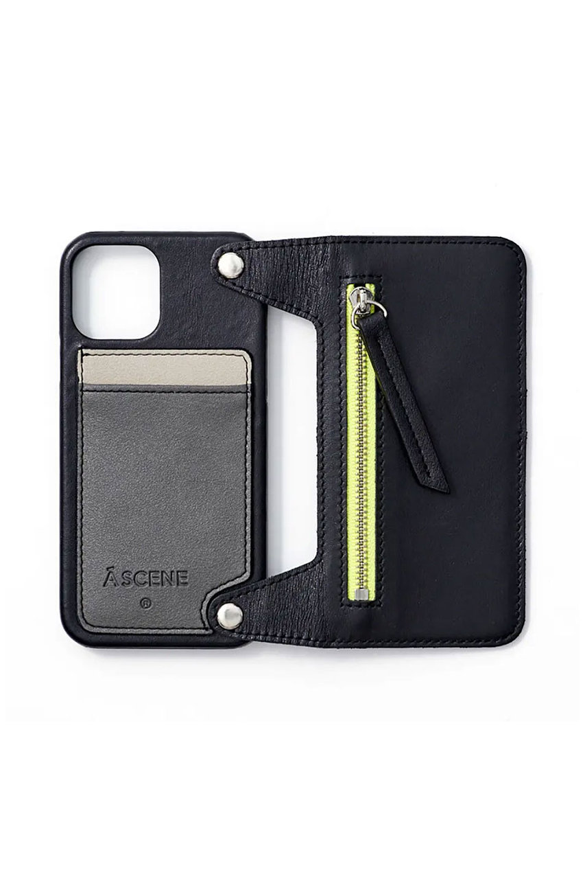 エーシーン/A SCENEのiPhone15/iPhone15Pro Crazy color leather case(ブラック/AS02_022)