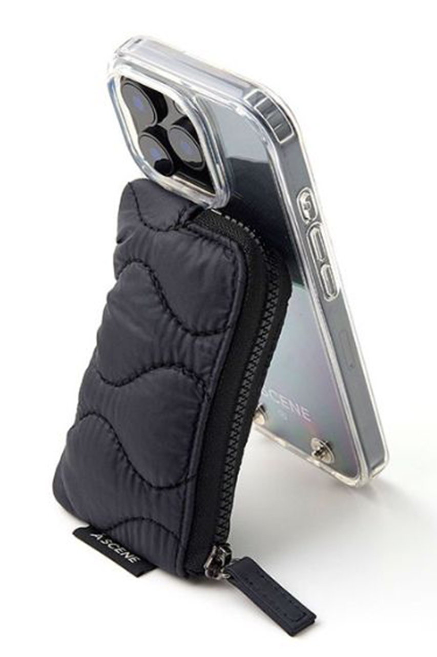 A SCENE(エーシーン)｜iPhone15/15Pro Quilt clear case/ブラック の