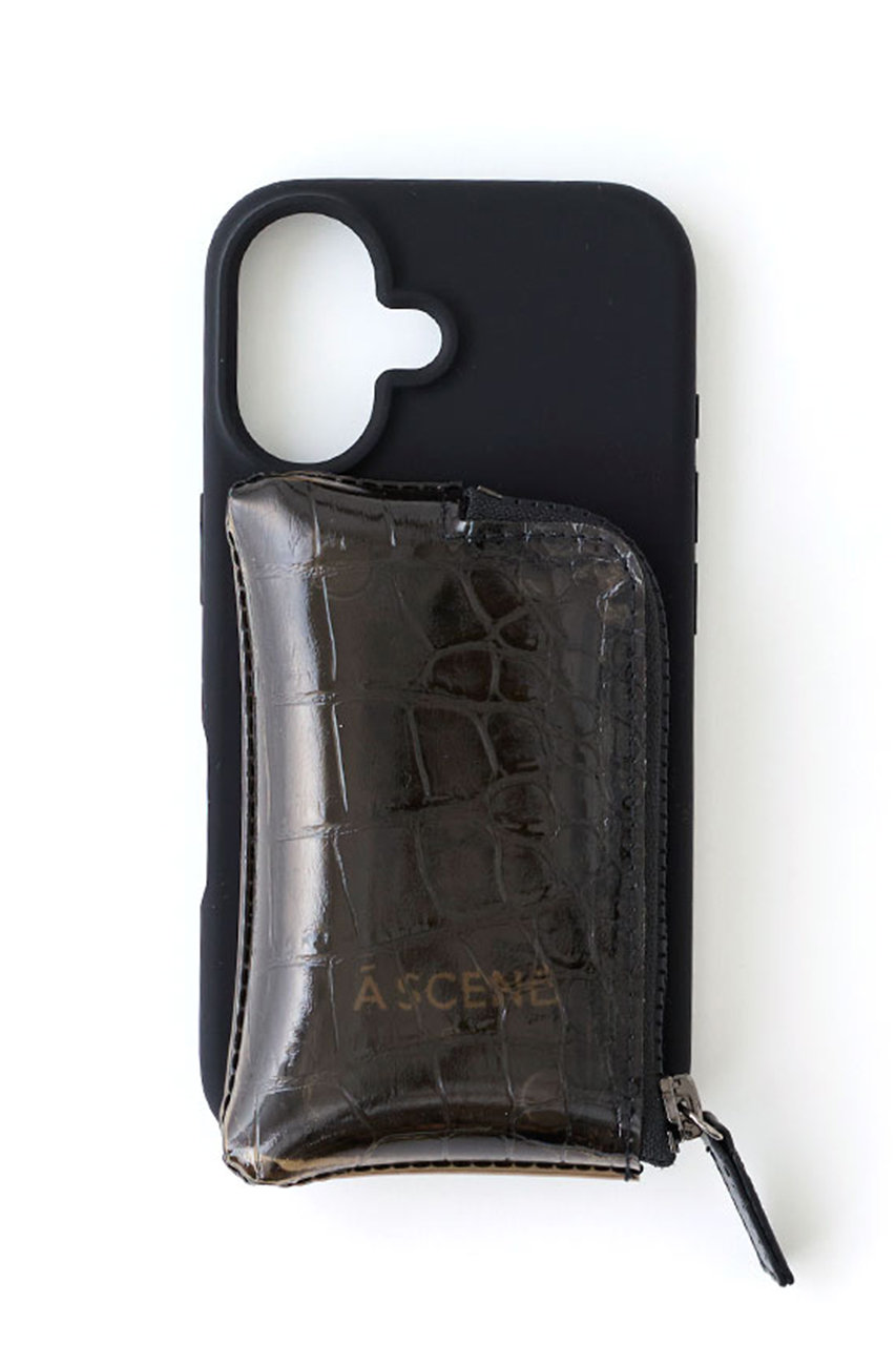 エーシーン/A SCENEのiPhone15/15Pro PVC croco silicon case(black/AS02_044)