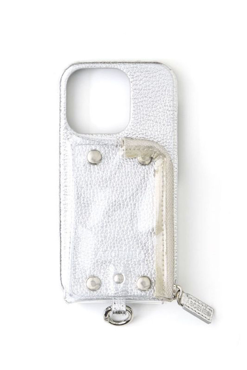 エーシーン/A SCENEのiPhone17/17Pro PVC leather case(silver/AS02_042)