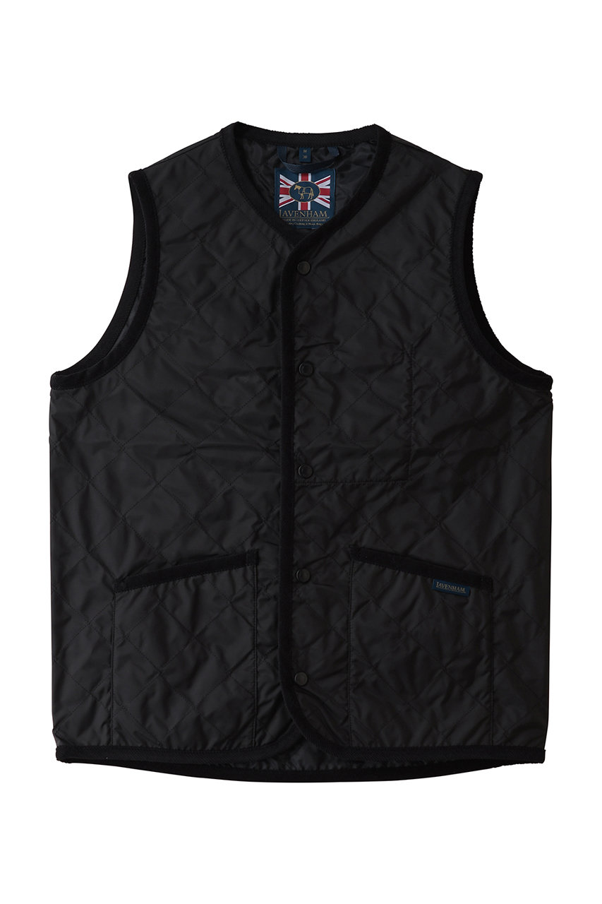 LAVENHAM 【MEN】UNWADDED THORNHAM キルティングジレ(中綿なし) (セーブルブラック, S) ラベンハム ELLE SHOP