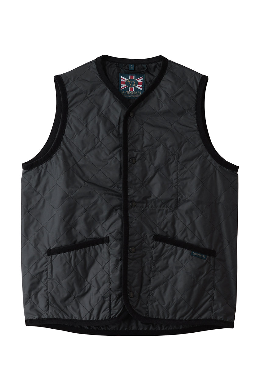 LAVENHAM 【MEN】UNWADDED THORNHAM キルティングジレ(中綿なし) (ランプブラック, XL) ラベンハム ELLE SHOP