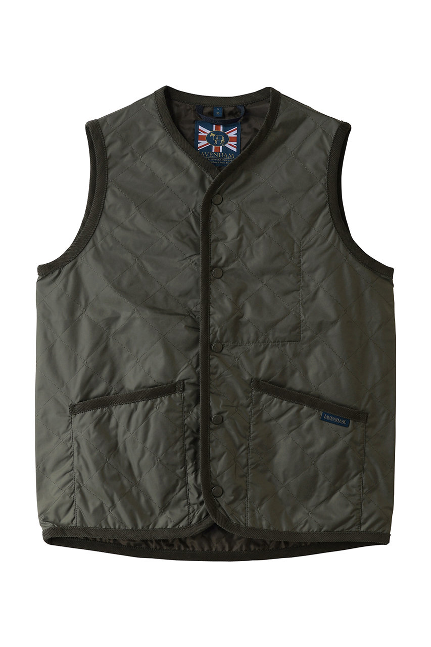 LAVENHAM 【MEN】UNWADDED THORNHAM キルティングジレ(中綿なし) (オリーブグリーン, M) ラベンハム ELLE SHOP