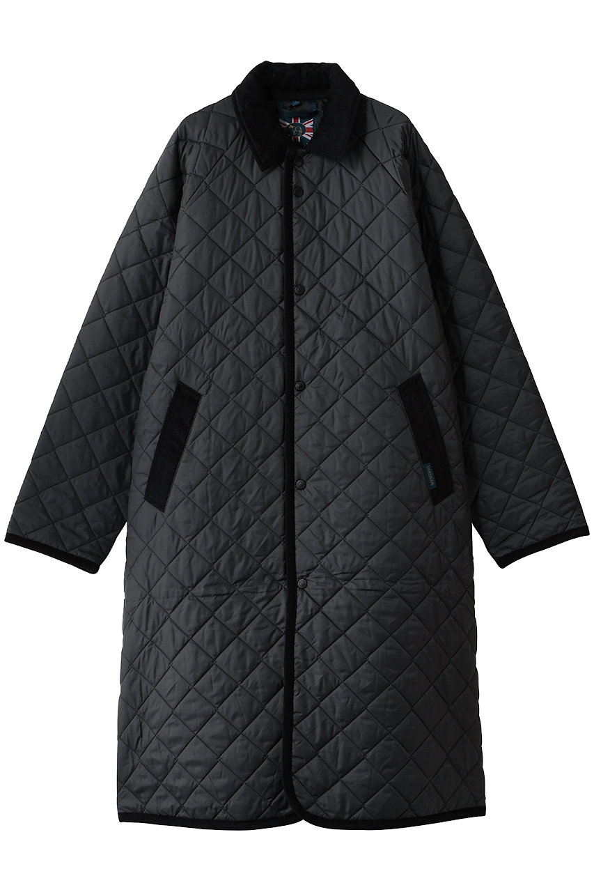 LAVENHAM 【MEN】CHANTRY キルティングロングコート(チンストラップ付き) (ランプブラック, M) ラベンハム ELLE SHOP