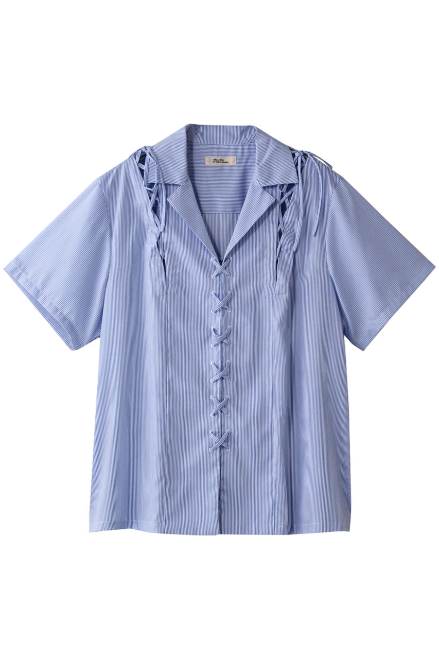 mila schon by chika kisada レースアップ シャツ (ブルー, 40) ミラ ショーン バイ チカ キサダ ELLE SHOP mila schon by chika kisada レースアップ シャツ (ブルー, 40) ミラ ショーン バイ チカ キサダ ELLE SHOP