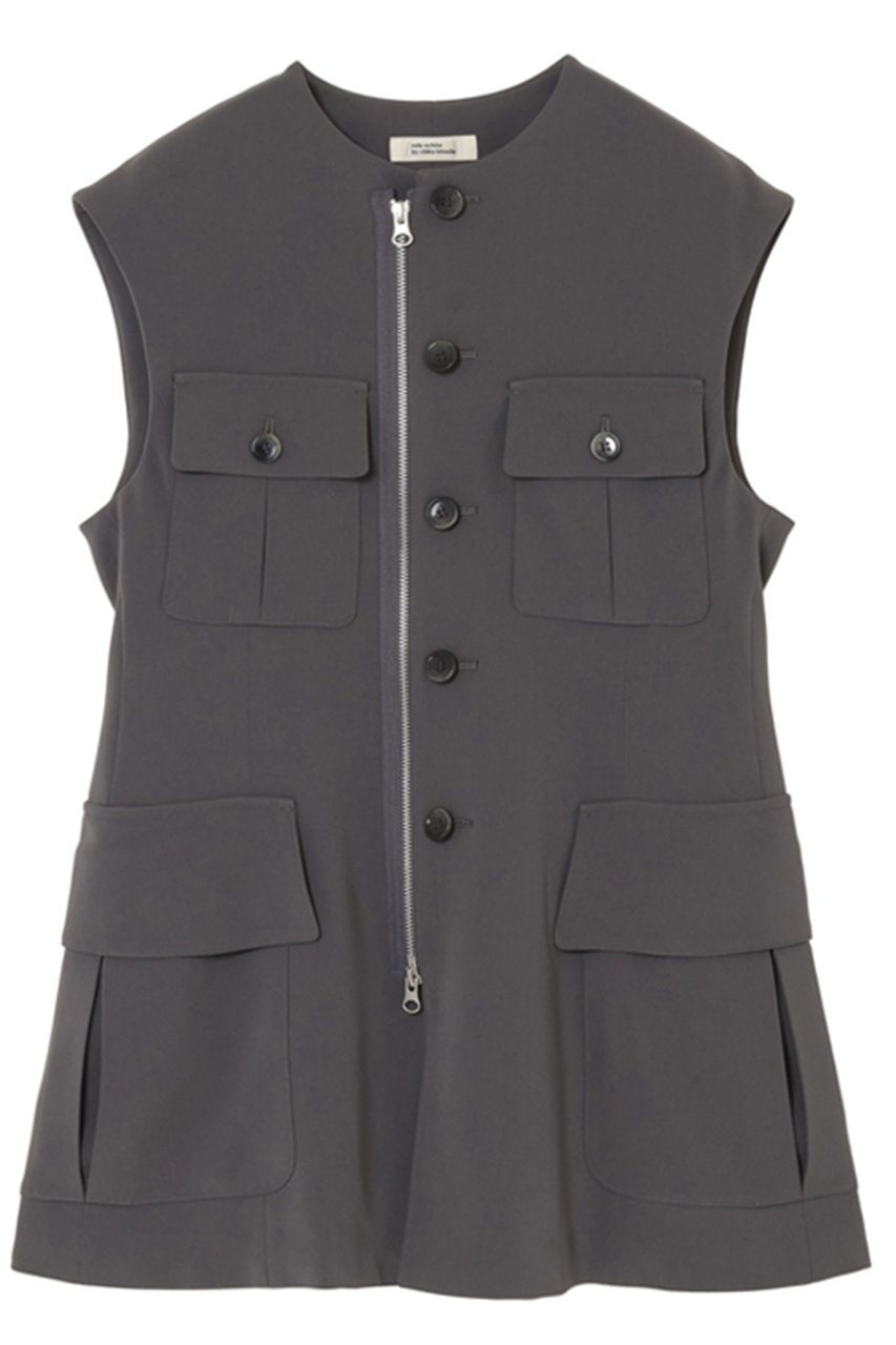 ミラ ショーン バイ チカ キサダ/mila schon by chika kisadaのジップ ノースリーブ ジャケット(グレー/506-41704)