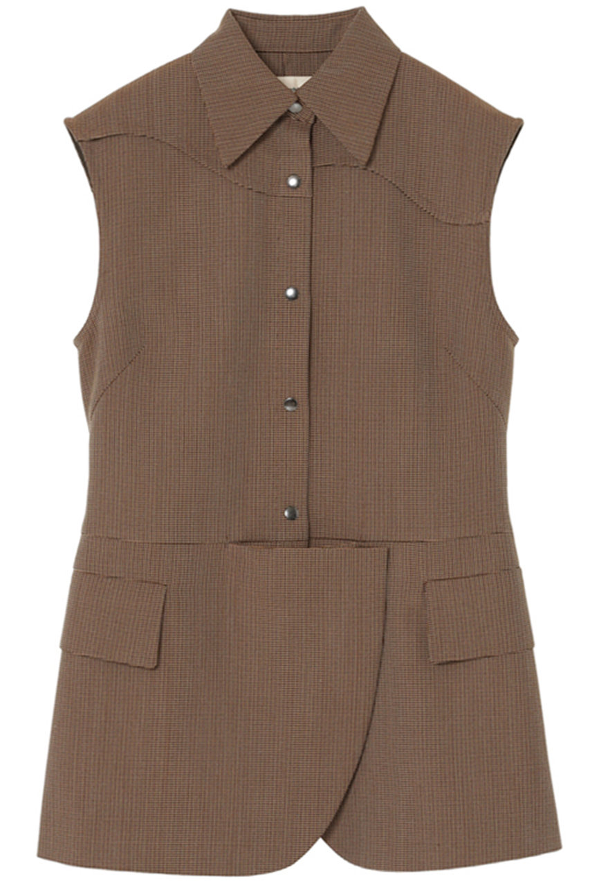 ミラ ショーン バイ チカ キサダ/mila schon by chika kisadaのチェック ノースリーブ ジャケット(ブラウンチェック/506-41703)