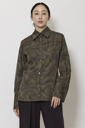 ミラ ショーン バイ チカ キサダ/mila schon by chika kisadaのオリジナルプリント シャツ(110400/110403)