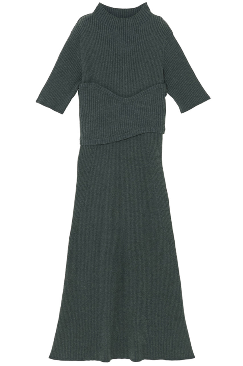 ミラ ショーン バイ チカ キサダ/mila schon by chika kisadaのレイヤード リブニットワンピース(モスグリーン/506-45301)