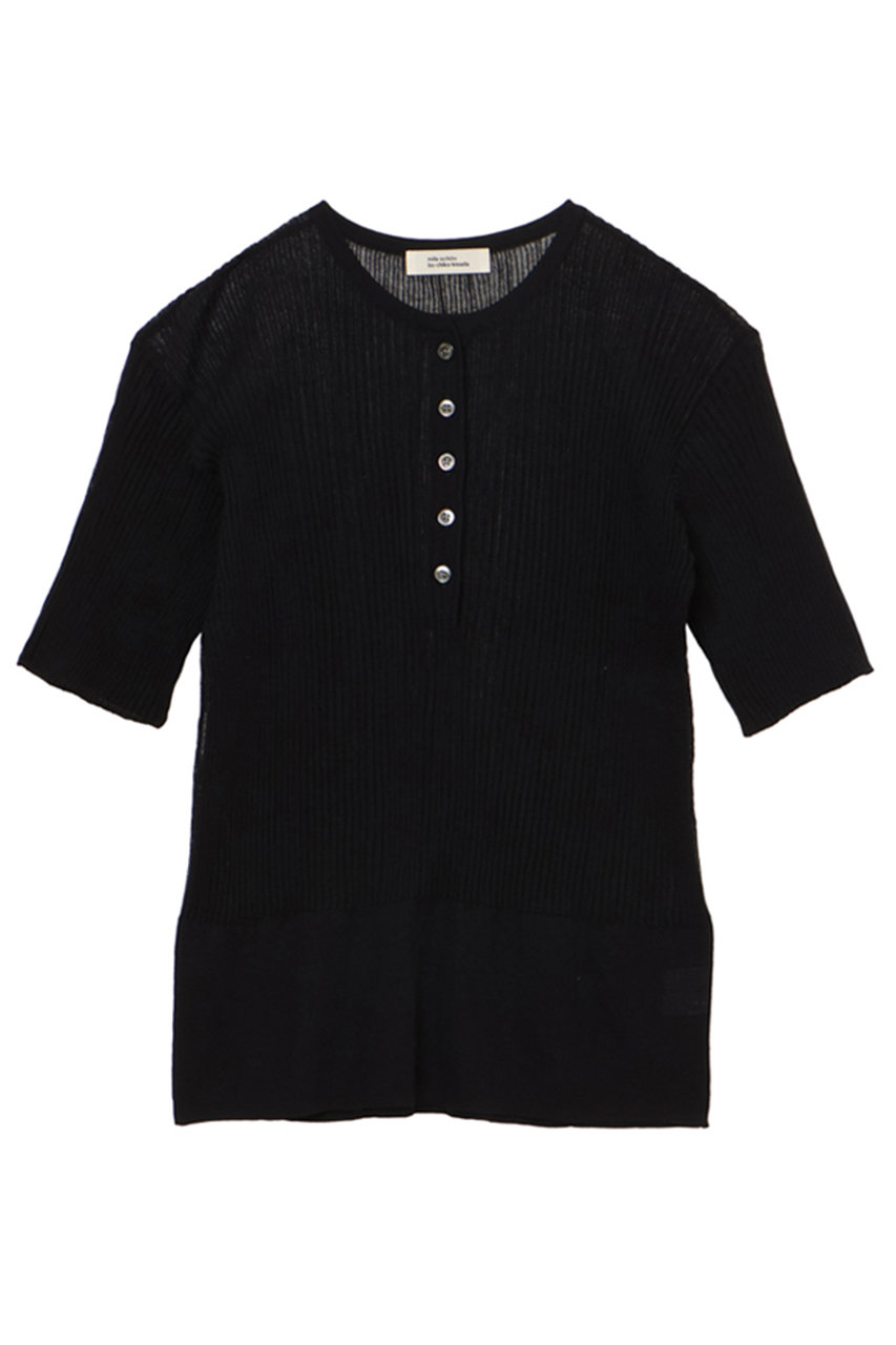 ミラ ショーン バイ チカ キサダ/mila schon by chika kisadaのシアーリブヘンリーネックニット(ブラック/50655401522)