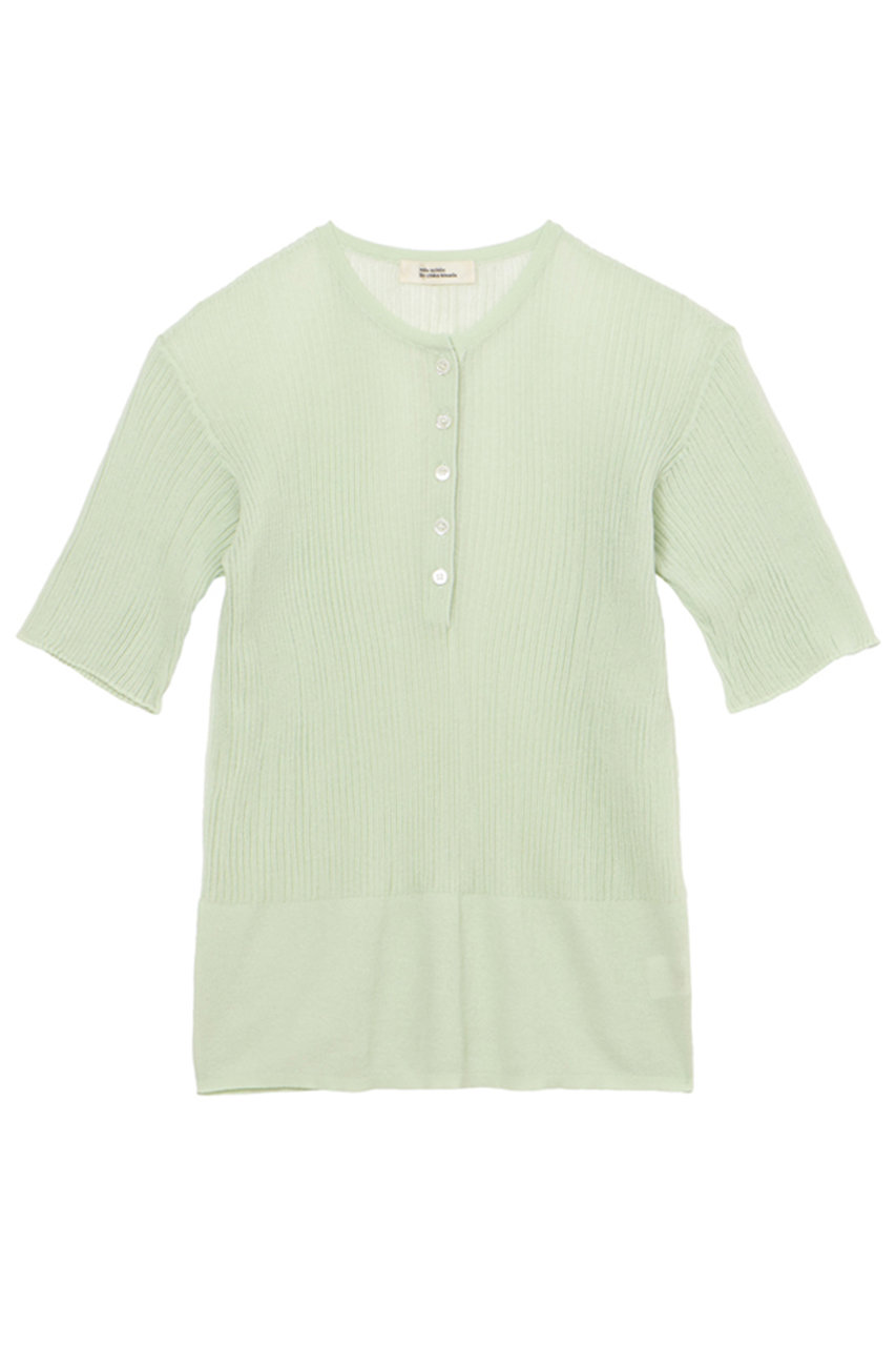 ミラ ショーン バイ チカ キサダ/mila schon by chika kisadaのシアーリブヘンリーネックニット(グリーン/50655401522)