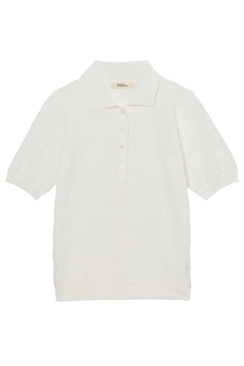 ミラ ショーン バイ チカ キサダ/mila schon by chika kisadaのアイレットすかし編みポロニット(ホワイト/50655402862)