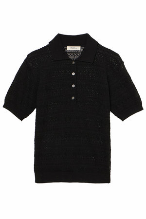 ミラ ショーン バイ チカ キサダ/mila schon by chika kisadaのアイレットすかし編みポロニット(110300/110301)