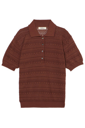 ミラ ショーン バイ チカ キサダ/mila schon by chika kisadaのアイレットすかし編みポロニット(110300/110301)