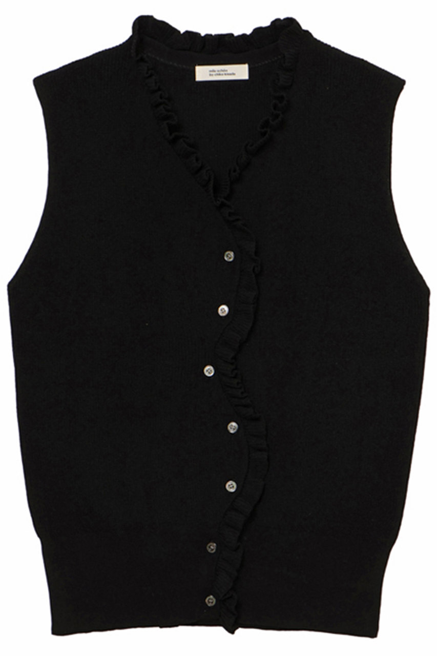 ミラ ショーン バイ チカ キサダ/mila schon by chika kisadaのフリルリブニットベスト(ブラック/50655701302)