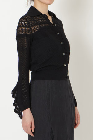 ミラ ショーン バイ チカ キサダ/mila schon by chika kisadaのアイレットすかし編み襟付きカーディガン(110300/110303)