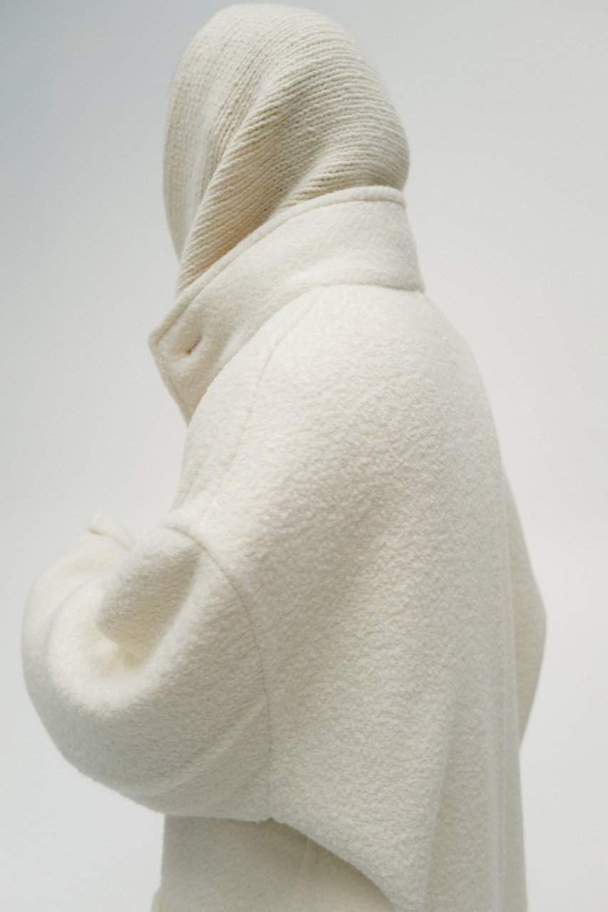 SCEARN(セアン)｜WOOL TWEED REVER High Neck Coat/コート/Ivory