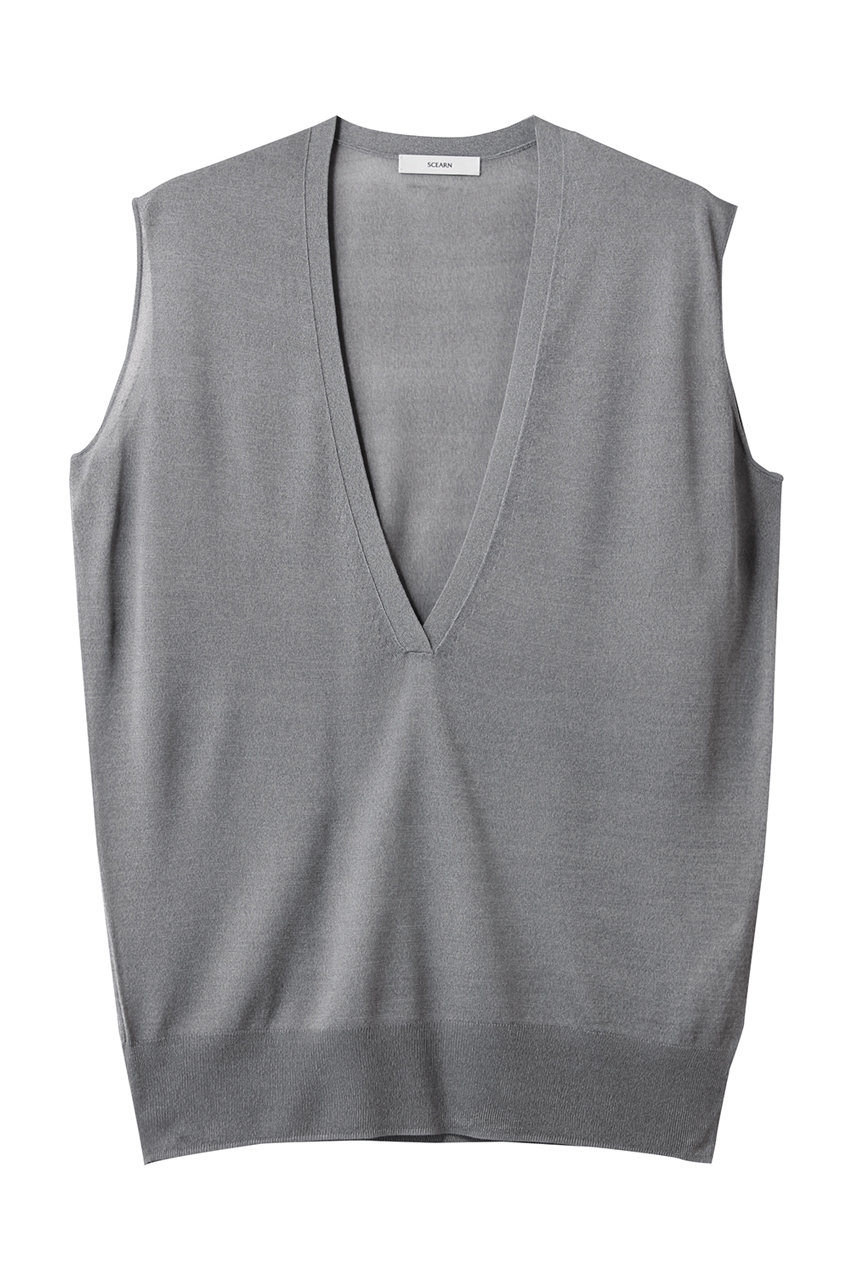 SCEARN SILK ORGANDIE ディープVベックベスト (GRAY, 38) セアン ELLE SHOP SCEARN SILK ORGANDIE ディープVベックベスト (GRAY, 38) セアン ELLE SHOP