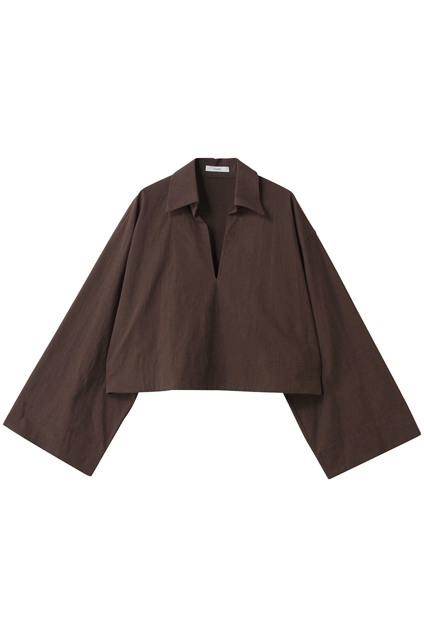 SCEARN TEXTURED COTTON ブラウス (Brown, 38) セアン ELLE SHOP