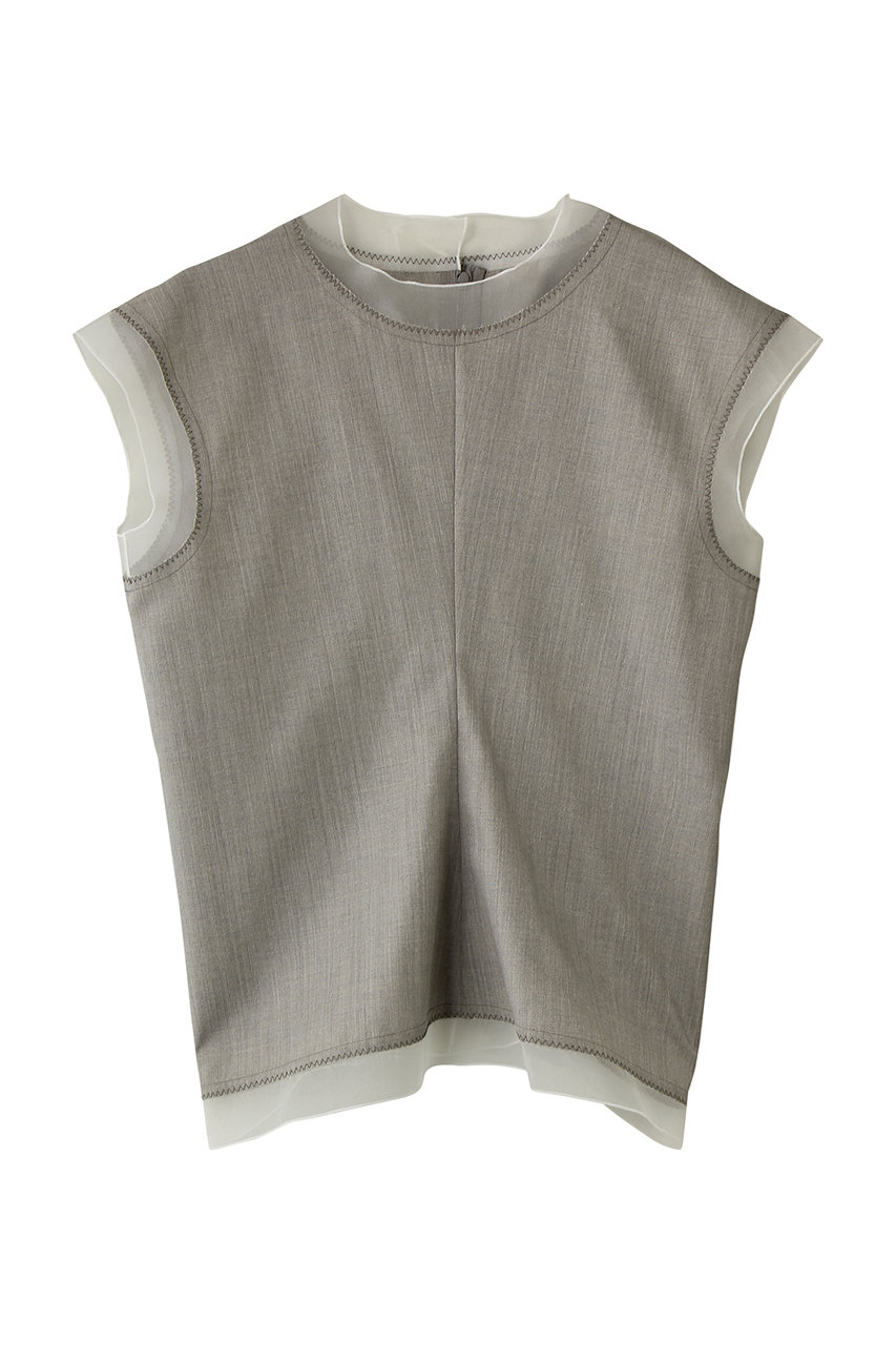 セアン/SCEARNのWOOL SILK TROPICAL スリーブレスブラウス(LIGHT GRAY/BLSNLM0400)