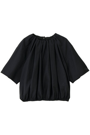 セアン/SCEARNのWOOL NYLON POPLIN ギャザーハーフスリーブブラウス(110400/110402)