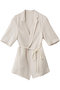 LINEN HERRINGBONE ハーフスリーブジャケット セアン/SCEARN SHIRONERI
