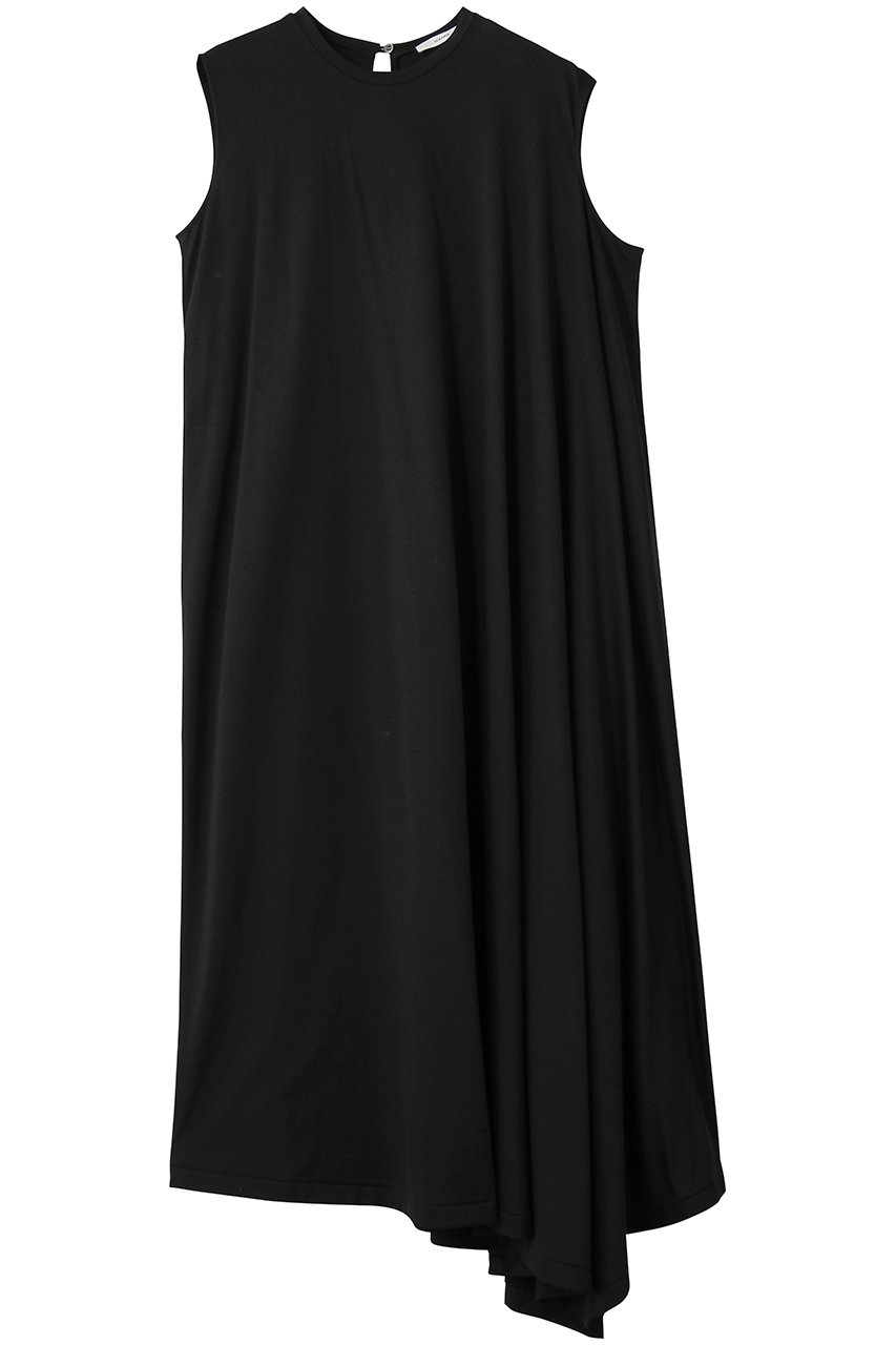 セアン/SCEARNのCOTTON LOTUS JERSEY アシンメトリードレス(BLACK/OPSNLM0220)