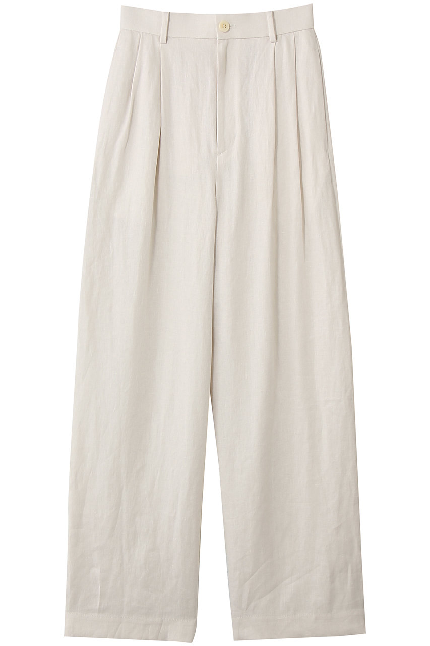 セアン/SCEARNのLINEN HERRINGBONE ダブルプリーツパンツ(SHIRONERI/PRSNLM0401)