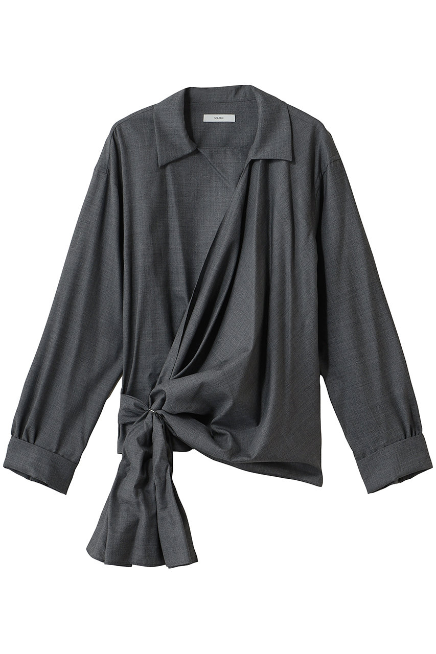 SCEARN SILK WOOL TROPICAL ブラウス (C.Gray, 36) セアン ELLE SHOP