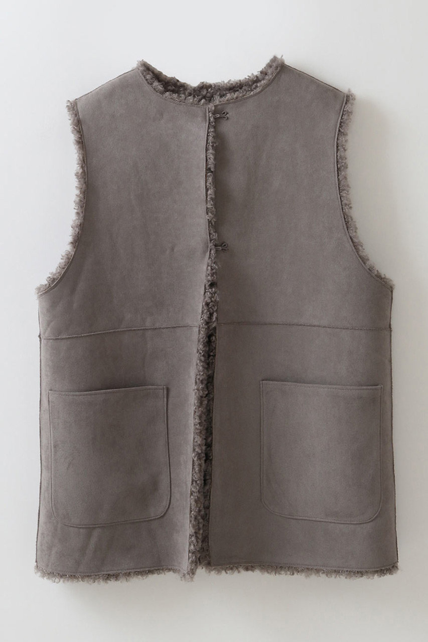 HER.(ハー)｜フェイクファーべスト/グレー の通販｜ELLESHOP・(エル