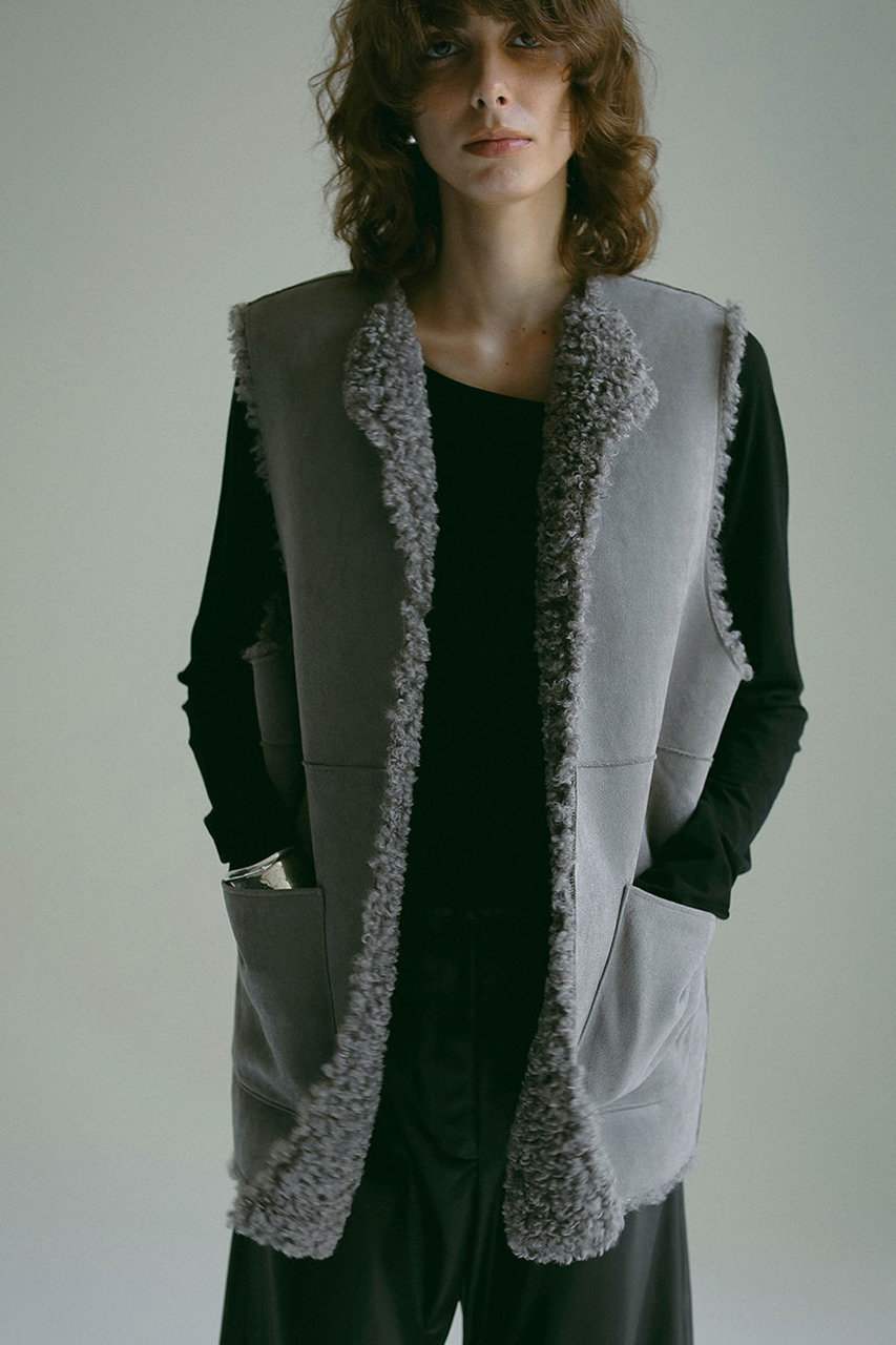 HER.(ハー)｜フェイクファーべスト/グレー の通販｜ELLESHOP・(エル