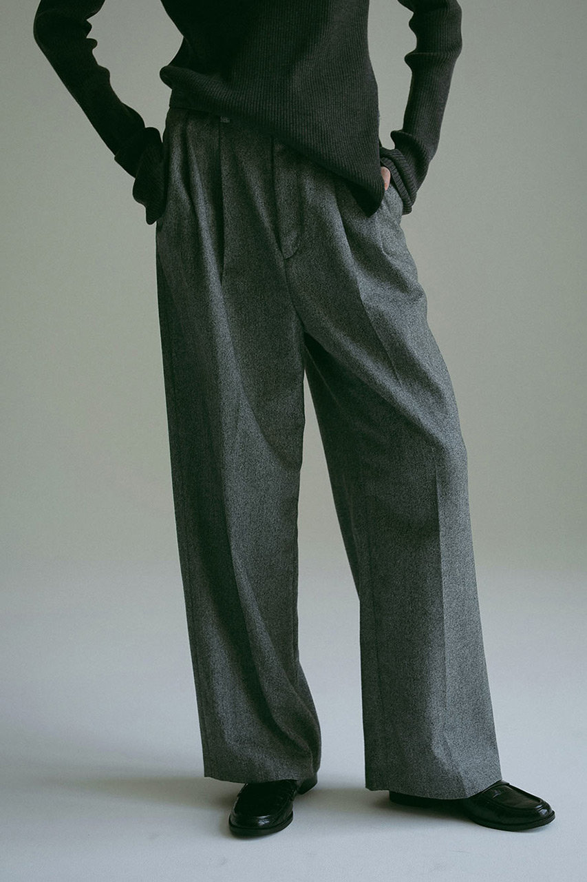 HER.(ハー)｜へリンボンタックパンツ/ホワイト×ブラック の通販  