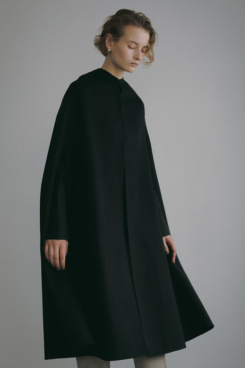 HER.(ハー)｜カシミヤブレンドロングケープ/ブラック の通販｜ELLESHOP