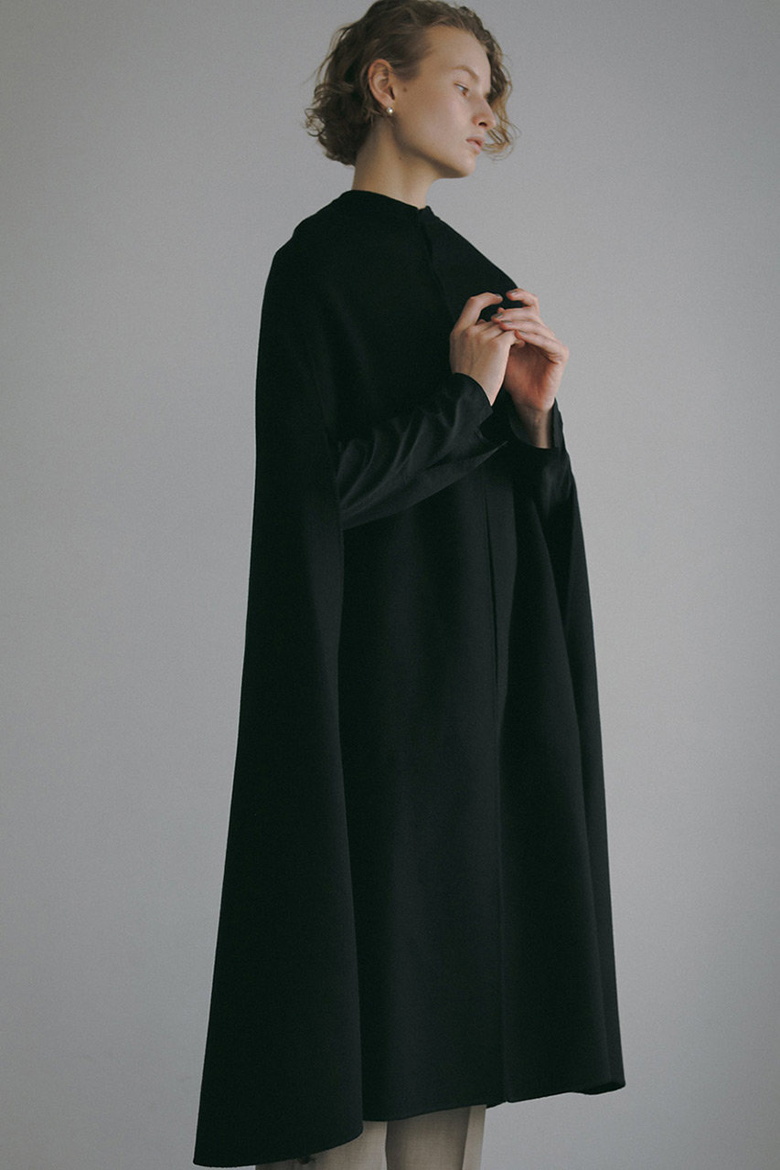 HER.(ハー)｜カシミヤブレンドロングケープ/ブラック の通販｜ELLESHOP