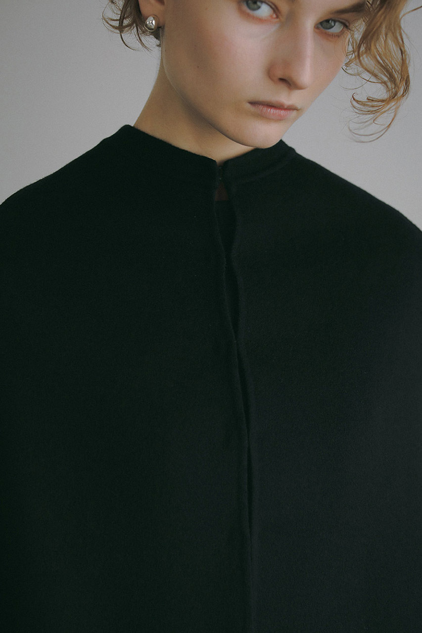 HER.(ハー)｜カシミヤブレンドロングケープ/ブラック の通販｜ELLESHOP
