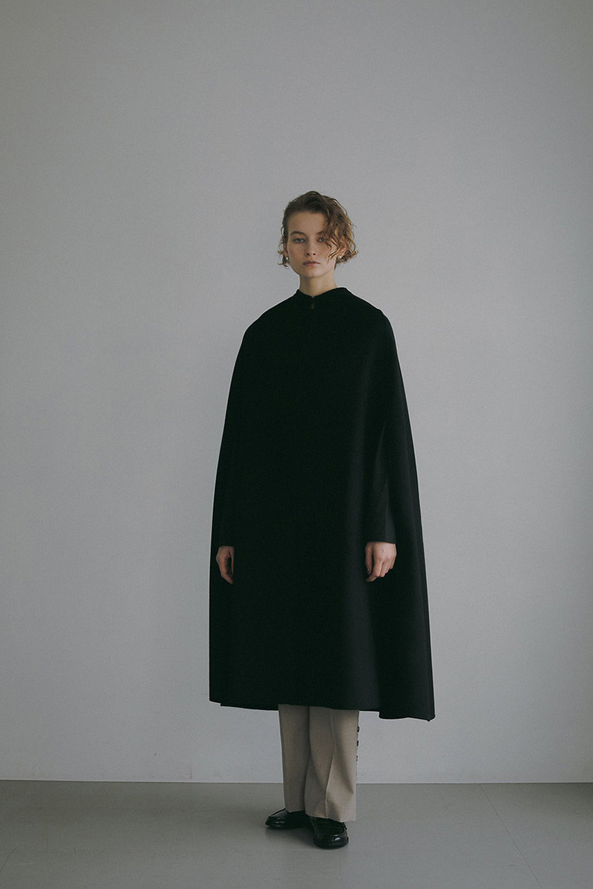 HER.(ハー)｜カシミヤブレンドロングケープ/ブラック の通販｜ELLESHOP