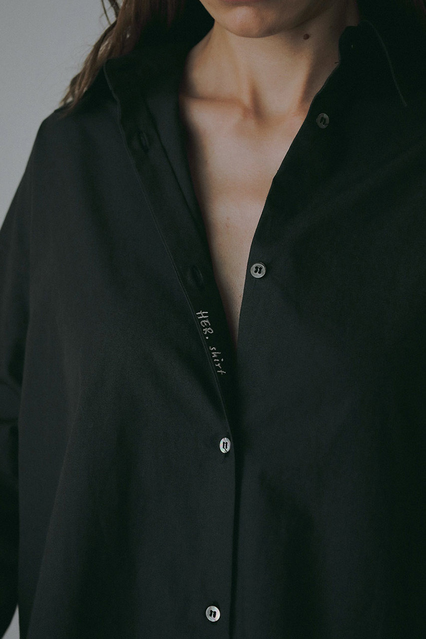 HER.(ハー)｜コットンオーバーシャツ/ブラック の通販｜ELLESHOP 