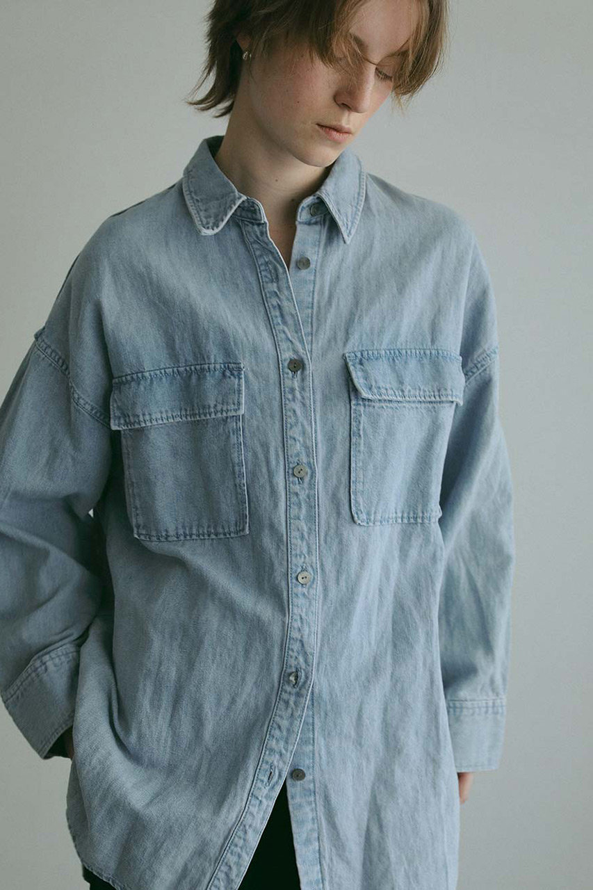 JIEDA] OVER SIZE DENIM SHIRT -INDIGO-