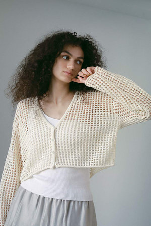 メッシュ編みカーディガン