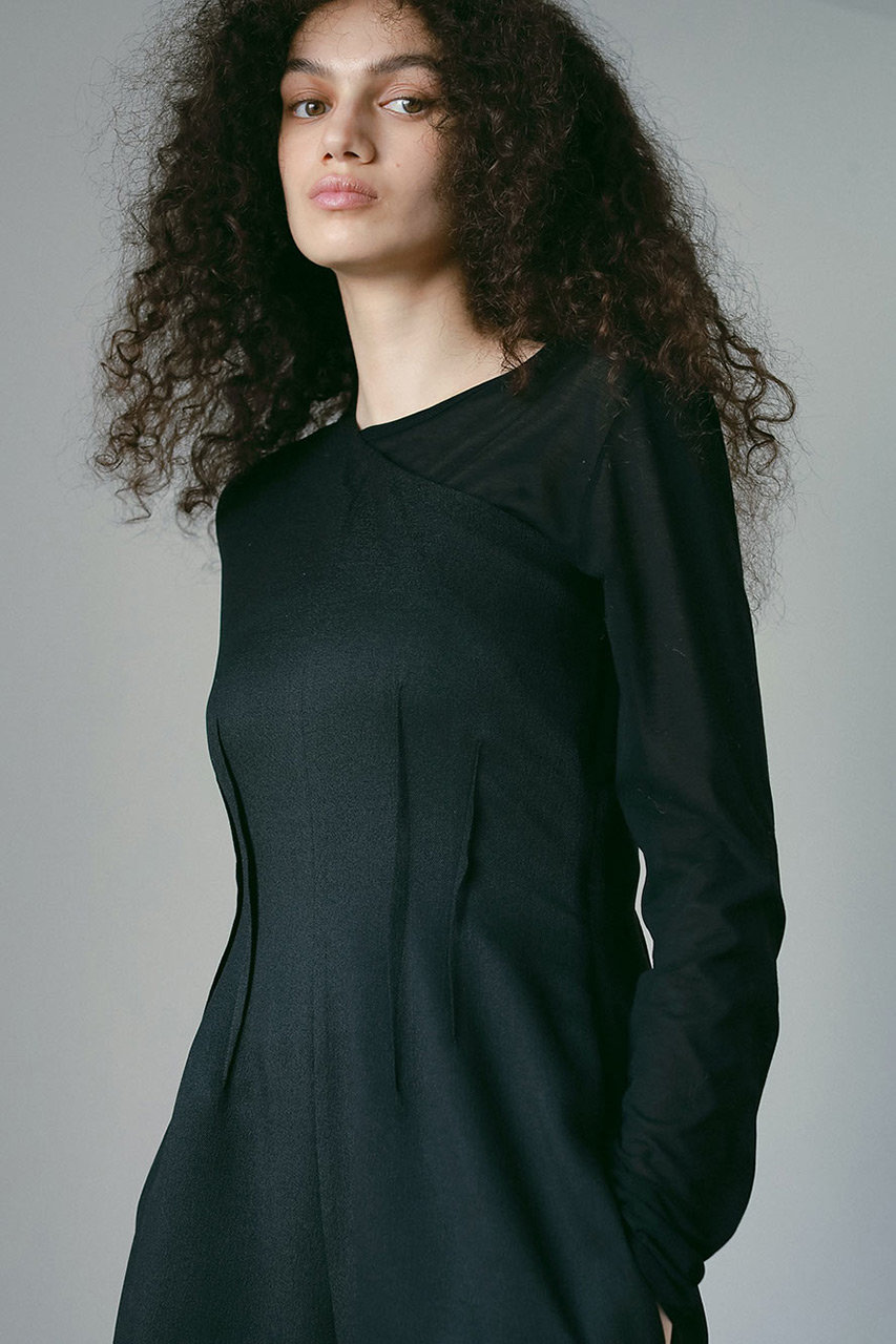 HER.(ハー)｜アシメショルダーオールインワン/ブラック の通販