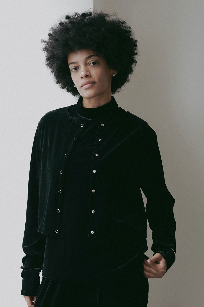 HER.(ハー)｜ベロアカーディガン/ブラック の通販｜ELLESHOP