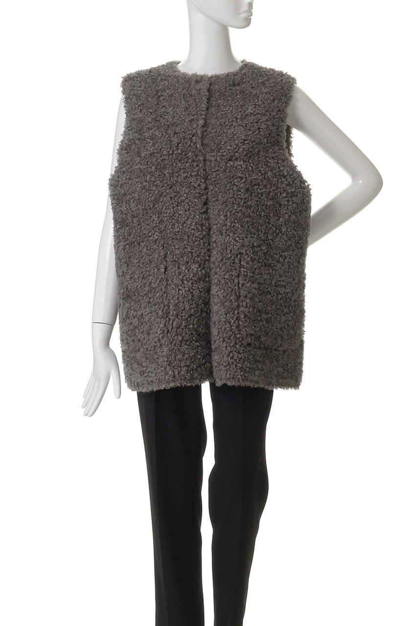 HER.(ハー)｜フェイクファーベスト/グレー の通販｜ELLESHOP・(エル