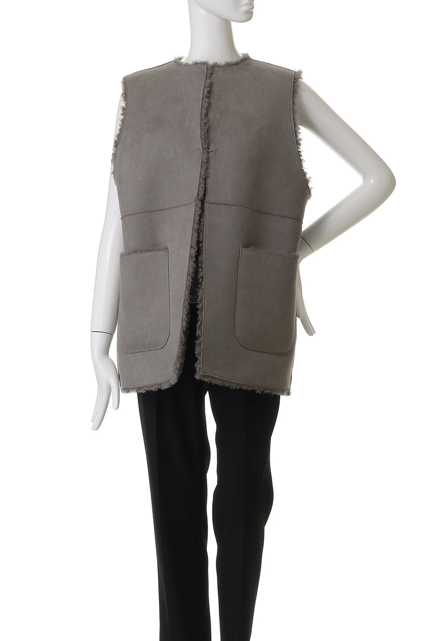 HER.(ハー)｜フェイクファーベスト/グレー の通販｜ELLESHOP・(エル