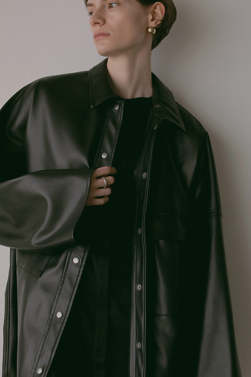 HER.(ハー)｜合皮ビッグCPOジャケット/ブラック の通販｜ELLESHOP