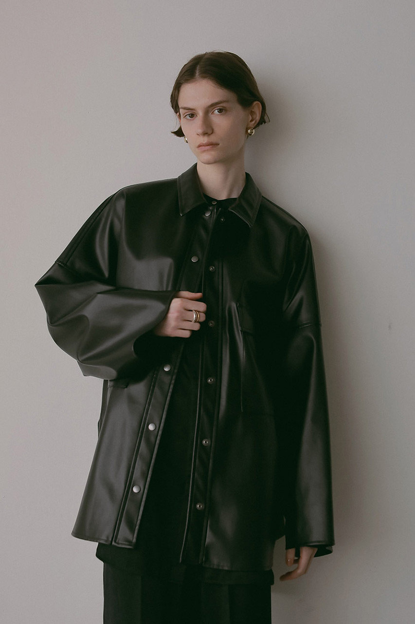 HER.(ハー)｜合皮ビッグCPOジャケット/ブラック の通販｜ELLESHOP